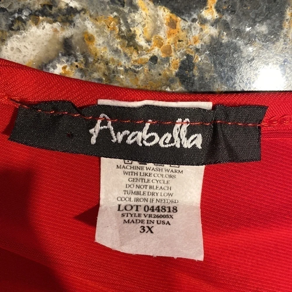 G womens Arabella solid red super stretch3/4 sleeve plus size top 3X - Picture 3 of 4